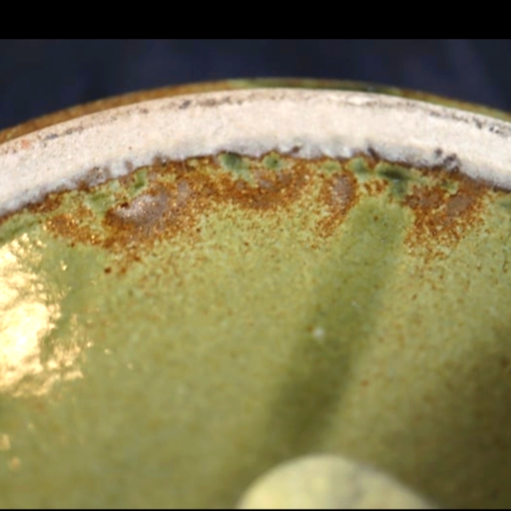 Vintage Nevco Round Green Stoneware Ashtray 3 Slot Abstract Pattern - Picture 5 of 8